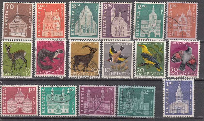 Suisse  lot de 17 timbres oblitérés  