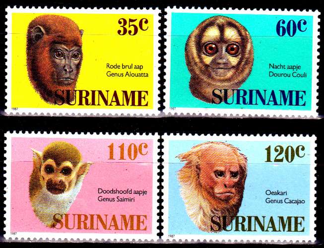 Surinam 1061 / 64 Têtes de singes du Surinam