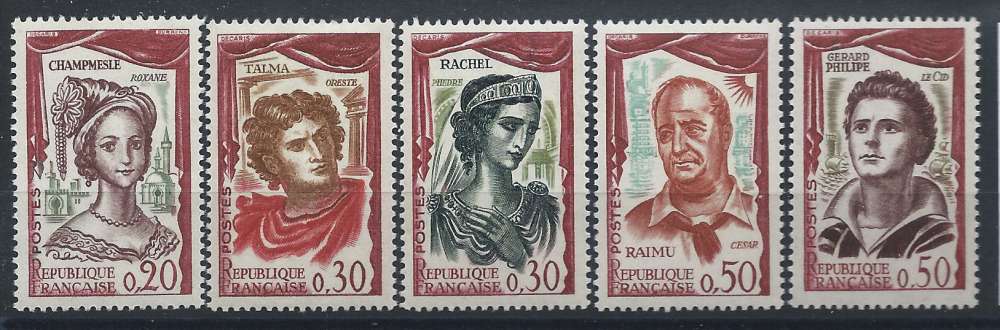 France N° 1301/05** (MNH) 1961 - Comédiens Français