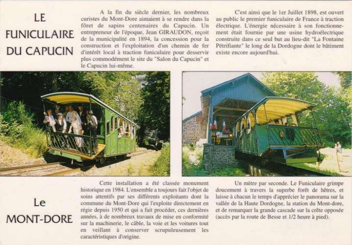 France CPM 63 Le Mont-Dore - Le Funiculaire du Capucin avec historique