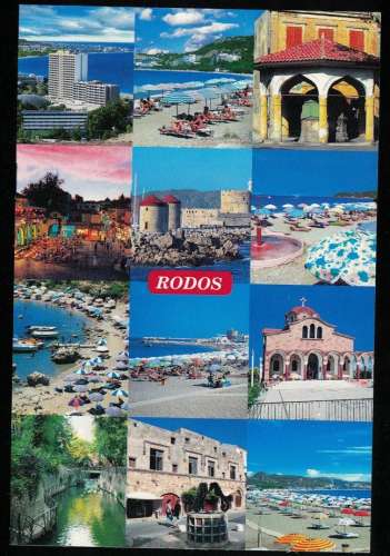 Grèce Carte Postale CP Postcard 12 différentes vues de Rhodes