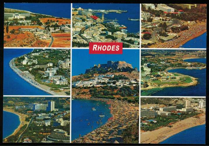 Grèce Carte Postale CP Postcard 9 vues aériennes de Rhodes