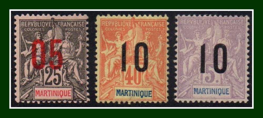 Martinique N° 79 à 81 *(*)  (cote 9 €)