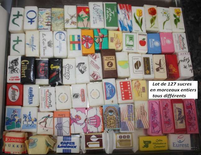France lot de 127 morceaux de sucre entiers, tous différents, séries intéressantes