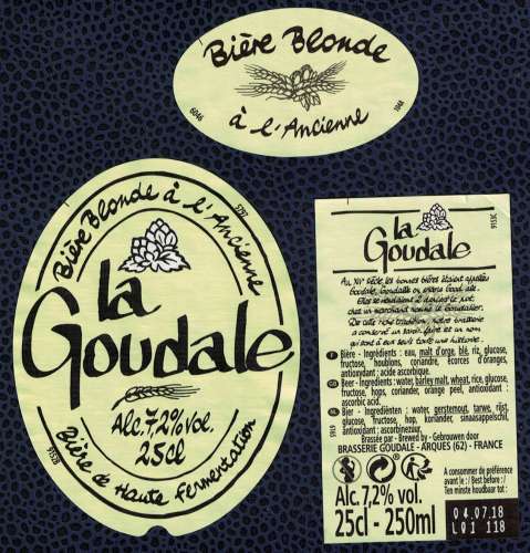 France Lot 3 Étiquettes Bière Beer Labels La Goudale Blonde Haute Fermentation 25 cl