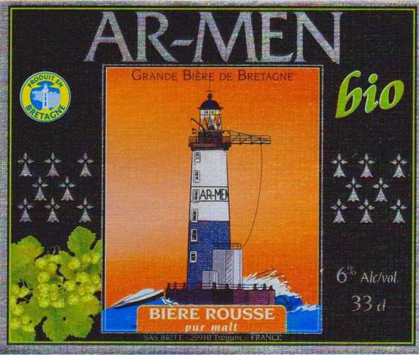 France Bière bretonne bio Ar-Men Rousse pur malt (étiquette neuve)