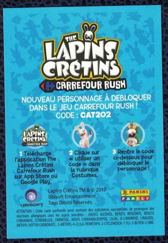 Panini Carrefour Rush Lapins Crétins Catcheur Carte N° 16