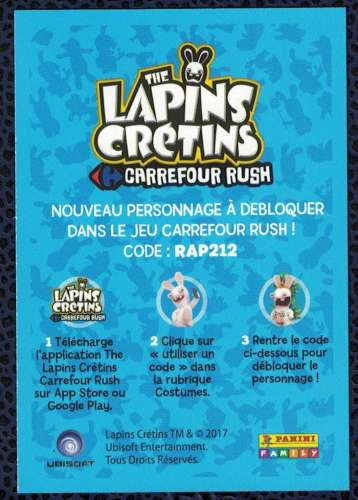 Panini Carrefour Rush Lapins Crétins Rapeur Carte N° 29