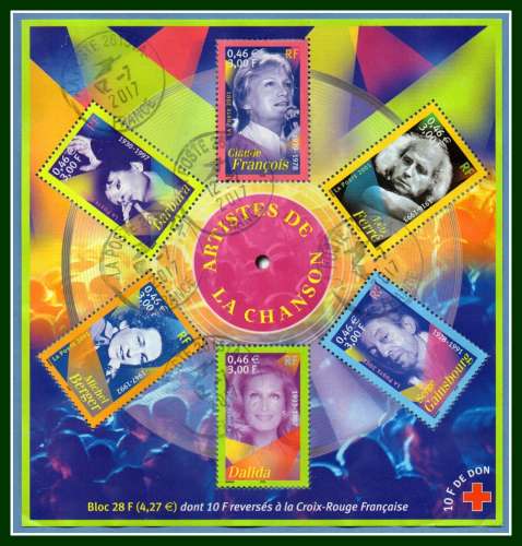 France Bloc N° 37 Obl. Artistes de la chanson 2001