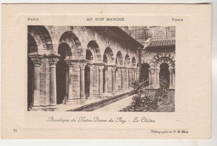 cpa  43 pub Bon marché  Le Puy Basilique le Cloître