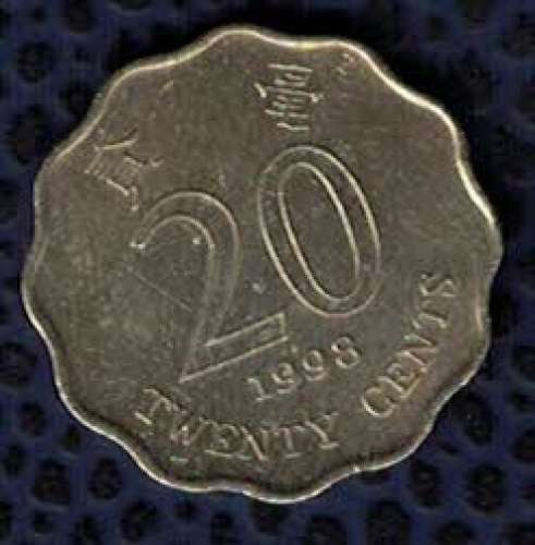 Hong Kong 1998 Pièce de Monnaie Coin Twenty Cents 