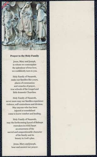 Marque Pages en Anglais Prier la Sacrée Famille Prayer to the Holy Family