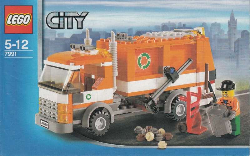  Lego 7991 Ville Le camion de poubelle avec plan 100 % Complet 