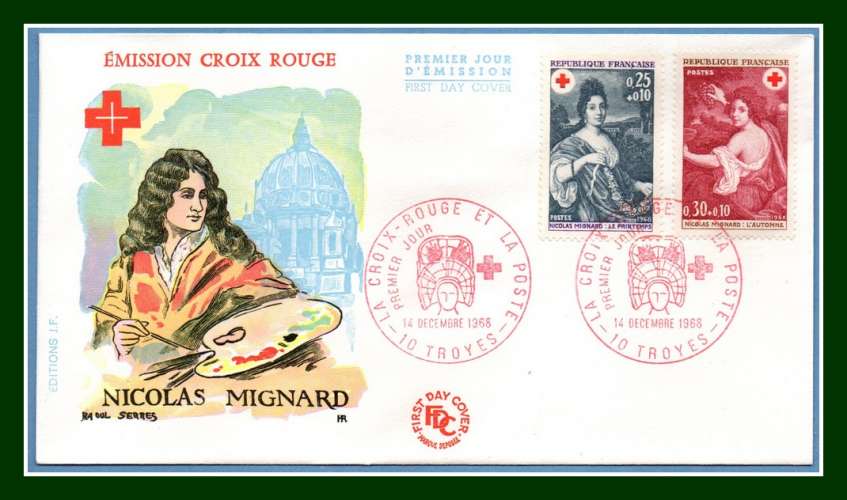 FDC 1580 1581 Croix Rouge Troyes 1968 