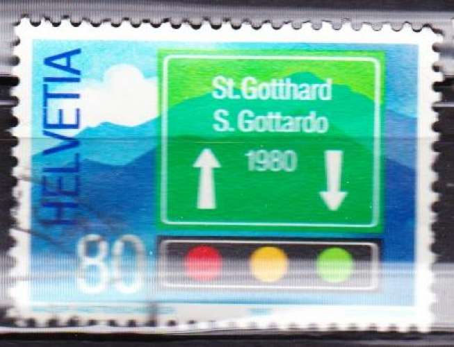 Suisse 1980 YT 1116 Obl Tunnel routier du Saint Gothard