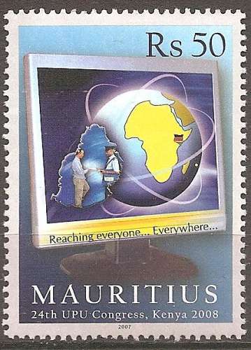 Maurice 2007 YT 1082 MNH Congrès UPU Kenya Facteur et Carte