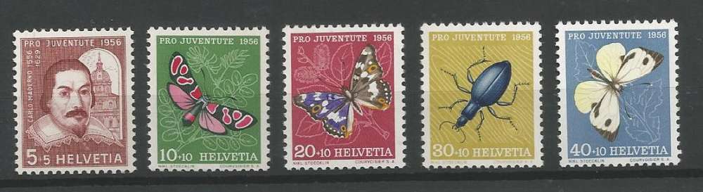 Suisse - 1956 - Pro Juventute - Insectes - Tp n° 581 / 85 - Neufs **