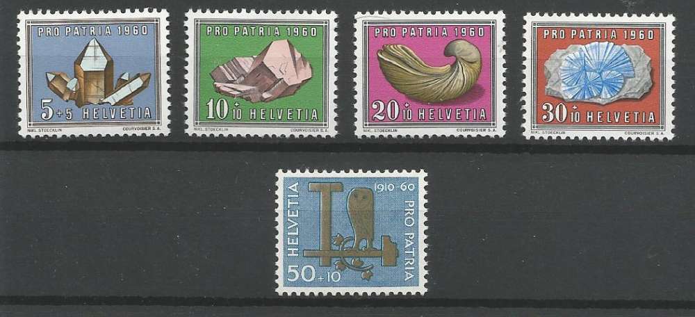 Suisse - 1960 - Pour la Patrie - Fossiles - Tp n° 661 / 5 - Neufs **