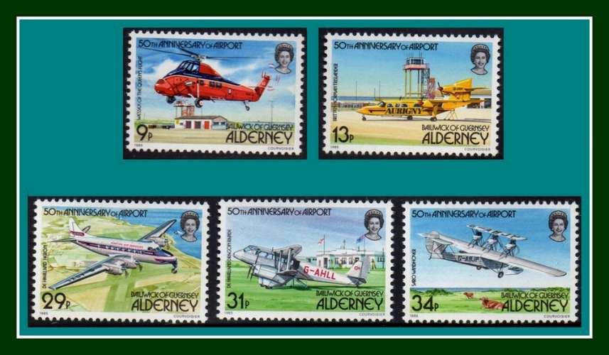 Alderney 18 à 22 ** ( cote 35 €) Hélicoptère avions ..