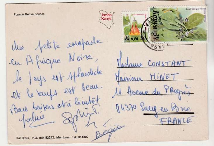 cpm Popular Kenya Scenes timbrée Fleurs 