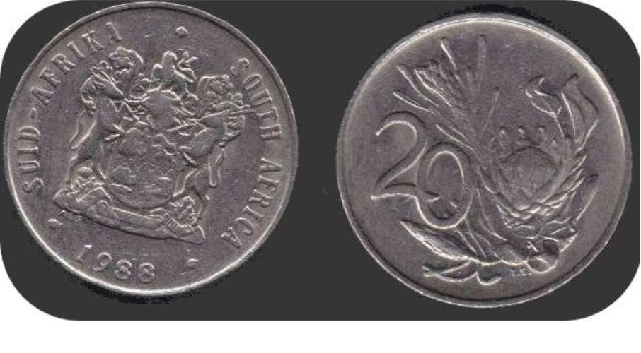 afrique du sud 20 cents annee 1988