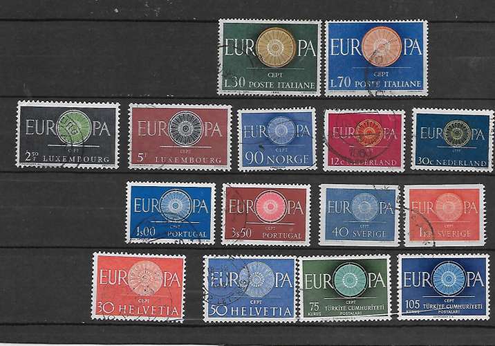 EUROPA 1960 15 valeurs oblitérés rond 