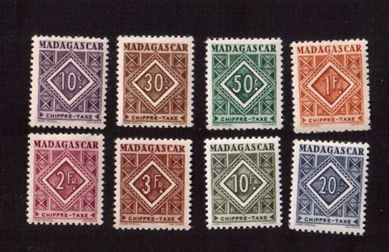 Madagascar 1947  taxe Y&T 31 à 36 - 39 - 40 *