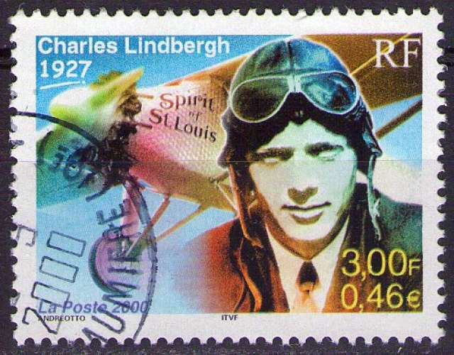 France - 2000 - Y&T n° 3316 - Obl. - Charles Lindbergh, 1927 - Spirit of Saint Louis - Aviation