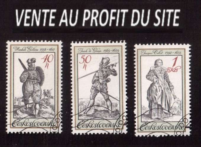 AU PROFIT DU SITE Tchécoslovaquie 1984 Y&T 2561 à 2563 (o) costumes d'époque