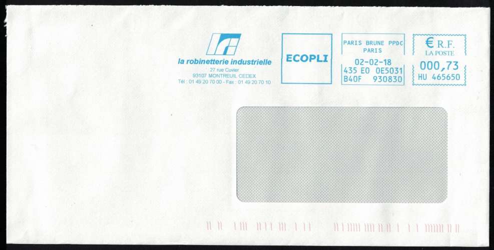 France EMA Empreinte Postmark La Robinetterie Industrielle 93 Montreuil