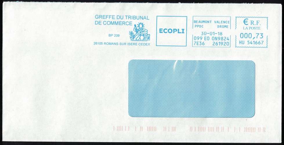 France EMA Empreinte Postmark Greffe du Tribunal de Commerce 26 Romans sur Isère