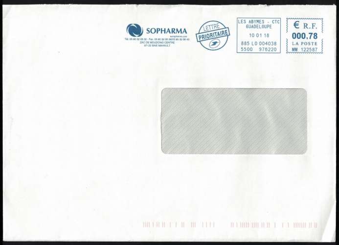 France EMA Empreinte Postmark Sopharma Guadeloupe Grossiste Pharmaceutique 97 Baie Mahault
