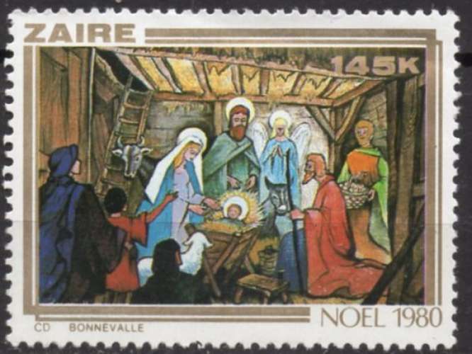 A371N - Y&T n° 1019 - neuf sans gomme - Noël - Jésus dans la crèche - 1980 - Zaïre