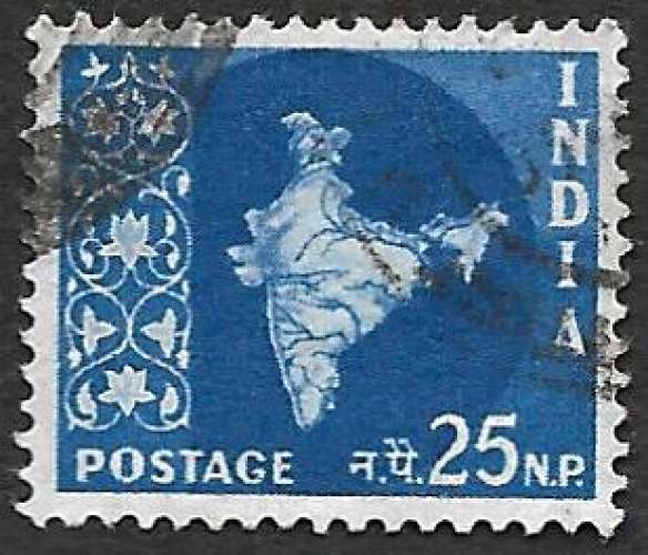 Inde 1958-63 Y&T 102 oblitéré  - Carte de l'Inde 