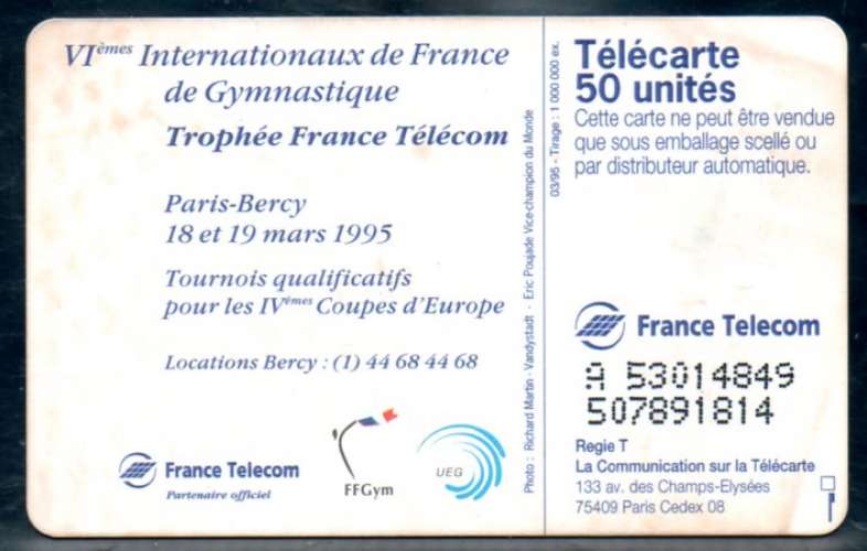 France F542 BERCY 4 Gymnastique homme cheval d’arçon 50U-SO3 1995