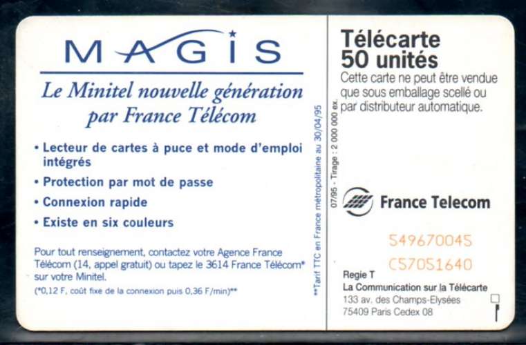 France F567 Minitel MAGIS noir 50U-SC7 1995