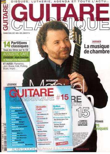 Guitare Classique trimestriel n°15 oct-nov-déc 2002  14 partitions classiques   livret + CD