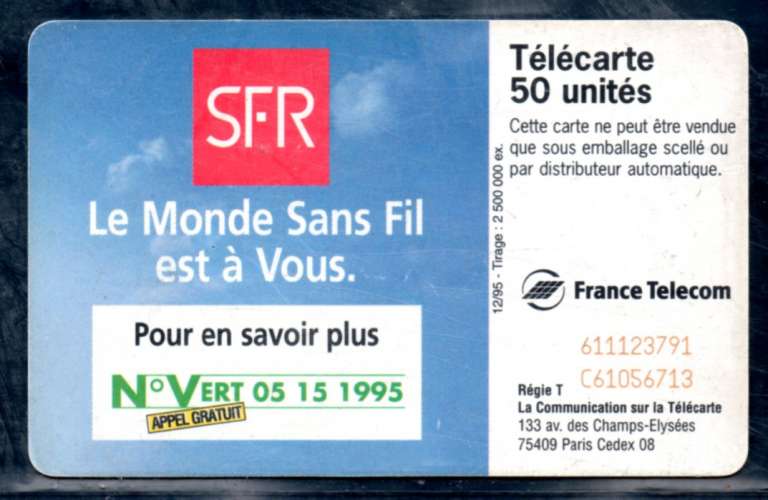 France F614 SFR Monde sans fil 50U-SC7 Édition 12/1995