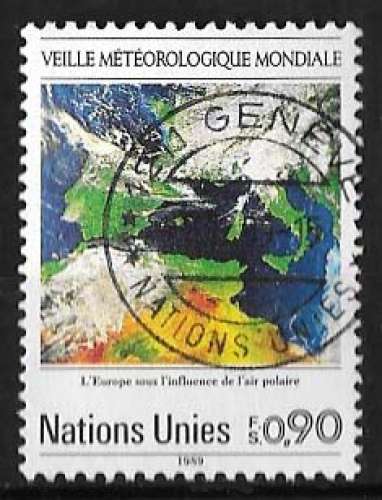 Nations Unies - Y&T 176 (o) Veille météorologique mondiale - année 1989
