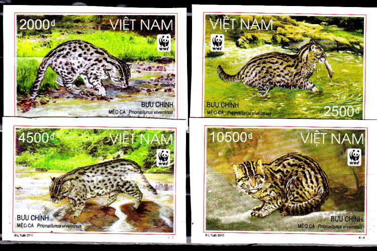 Viêt Nam 2010 Animaux protégés / Chats pêcheurs / WWF en Non dentelés