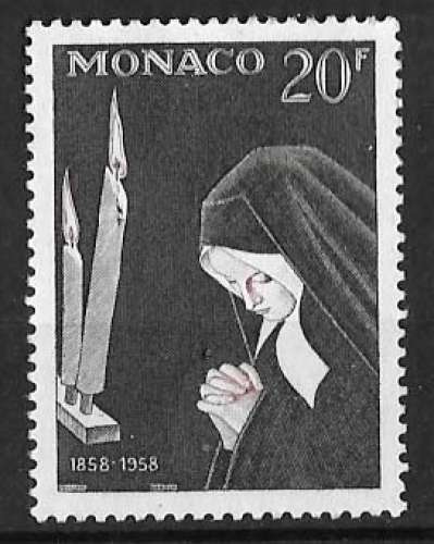 Monaco - Y&T 499 (*) NsG - Centenaire des apparitions de Lourdes - année 1958