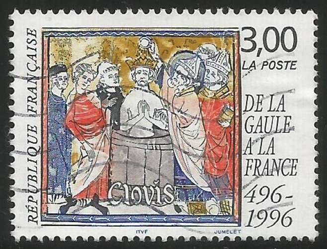 France - 1996 - Y&T n° 3024 - Obl. - Le baptême de Clovis - De la Gaule à la France I (496-1996)