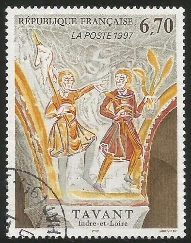 France - 1997 - Y&T n° 3049 - Obl. - Fresques de Tavant - Indre-et-Loire) - Série artistique