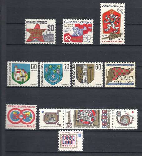 Tchecoslovaquie Y & T  N°  1969/70 - 85/91 - 92 -2010 - 23/24** sujets divers année 1973**