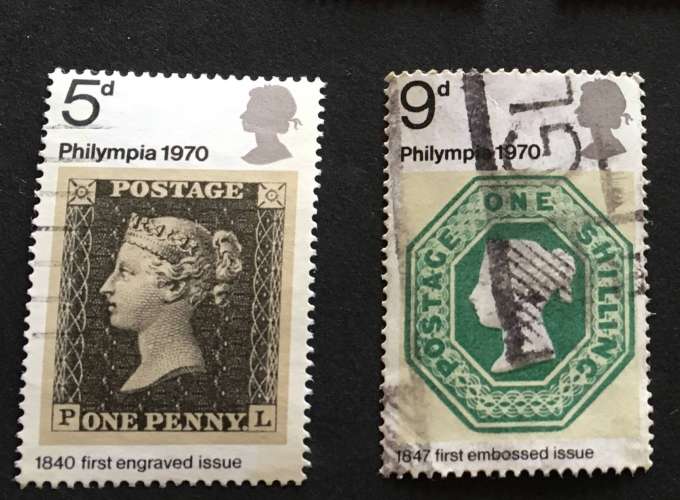 GB 1970 Philympia  5d et 9d YT 599 et 600