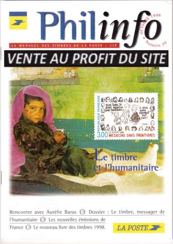 Au profit du site Philinfo octobre n° 20  1998 timbres de la Poste   Le timbre et l'humanitaire