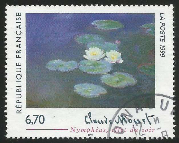 France - 1999 - Y&T n° 3247 - Obl. - Nymphéas, effet du soir - Claude Monet - Série artistique