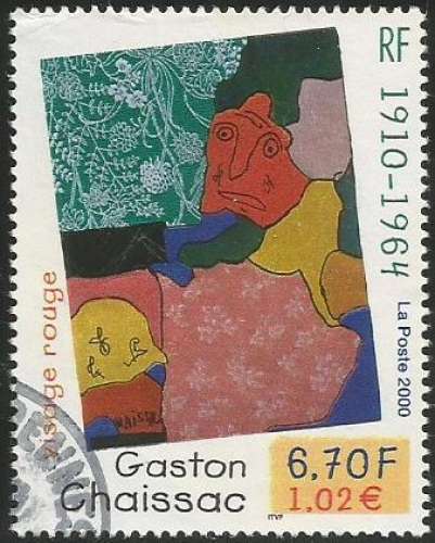 France - 2000 - Y&T n° 3350 - Obl. - Visage rouge - Gaston Chaissac (1910-1964) - Série artistique