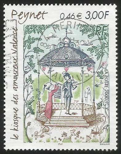 France - 2000 - Y&T n° 3359 - Obl. - Le Kiosque des amoureux - Valence - Raymond Peynet