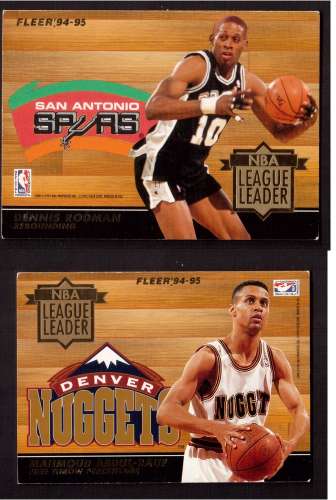Basket Fleer '94-95  NBA League Leader San Antonio Spurs Dennis Rodman - Denver Nuggets...